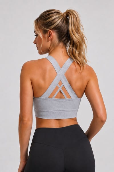 SparkNine Stride sport-bh - met uitneembare pads - XL - grijs - cross-back - medium support - zacht & elastisch materiaal