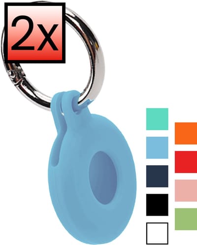 Hoesje Geschikt voor Apple AirTag 2 - Sleutelhanger Houder Siliconen Hoes - Hoes Geschikt voor Apple AirTag 2e generatie Hoesje - Donkerblauw - 2 PACK