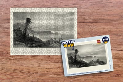 Puzzel Illustratie van een ochtendbeeld van het Italiaanse Napoli - Legpuzzel - Puzzel 500 stukjes