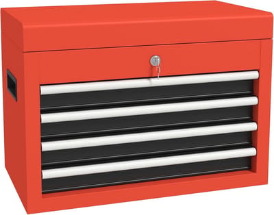 Gereedschapskist met 4 Lades en Slot 45 x 24,5 x 32,5 cm - Stalen Gereedschapsbox in Rood