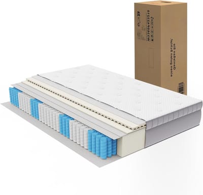 Matras - Comfortschuim matras - Goed slapen - 7 zones pocketvering - 140 x 200 cm - Antiek wit
