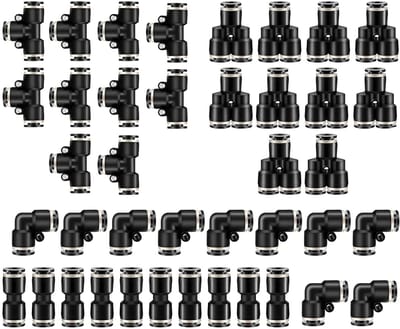 Dailygoods- Pneumatische Connectoren - 40 Stuks - Robuuste/Verstelbare Verbindingen - Push-to-Connect - Geschikt voor PU/PE/Nylon - Werkdruk tot 1 MPa - Luchtverbindingen