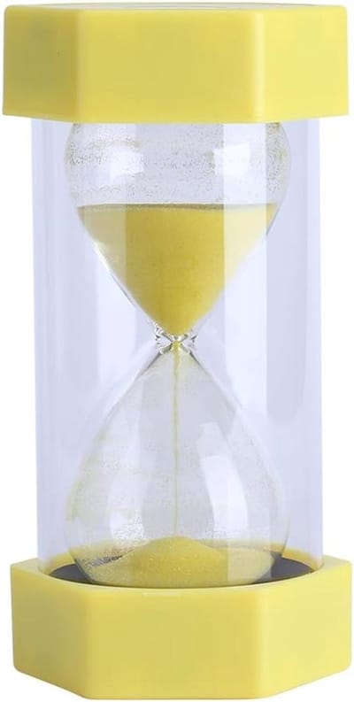 Kleurrijke Zandloper Glas - 3/10/20/30/60 Min - Geel/Groen/Oranje/Rood/Blauw - 8,2x16 cm - Decor voor Thuis en Kantoor