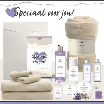 Geschenkset “Speciaal voor jou!” - 13 producten - 2000 gram | Triomf Original Paars - Giftset voor haar Cadeau Lavendel Luxe wellness cadeaubox Vrouw Speciaal voor Jou Cadeaupakket Moederdag Geschenk Moeder Verjaardag Gift Set Valentijn Vriendin