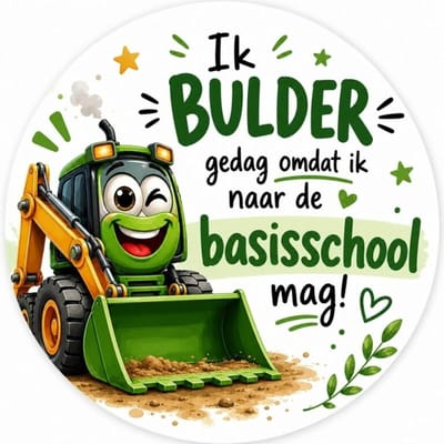 20x Traktatiestickers Ik Bulder Gedag - 4 cm – Afscheid stickers peuterspeelzaal kinderdagverblijf – “Ik bulder gedag” – 4 cm – rond – afscheid basisschool - traktatiesticker - Sluitstickers -Traktatie-Uitdelen - Uitdeeltraktatie-Rond-Glossy sticker