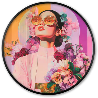 Poster in lijst Rond - Fotolijst 60x60 cm - Posters - Portret - Vrouw - Abstract - Bloemen - Ronde posterlijst zwart - Decoratie - Wanddecoratie woonkamer - Muurdecoratie slaapkamer