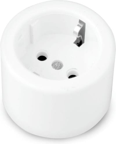 OPBOUW WANDCONTACTDOOS (WCD) - ENKEL VOUDIG - ROND - MET RANDAARDE (RA) - 16A/250V - MAX 3680 WATT - RONDE WANDCONTACTDOOS