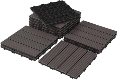 WPC Terrastegels - Balkontegels Kliksysteem - Buiten Vloeren - Snel Leggen - 30x30cm 110 Stuks - Koffie