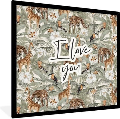 Fotolijst incl. Poster - I love you - Quotes - Spreuken - Liefde - Koppel - 40x40 cm - Posterlijst