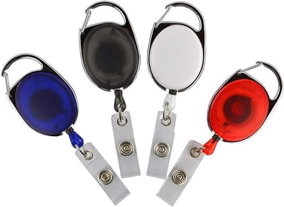 Skipashouder Kaarthouder - ID Kaart Jojo - Veilig Dragen - Metalen Frame Karabijnhaak - 56 x 38 mm - Blauw Transparant