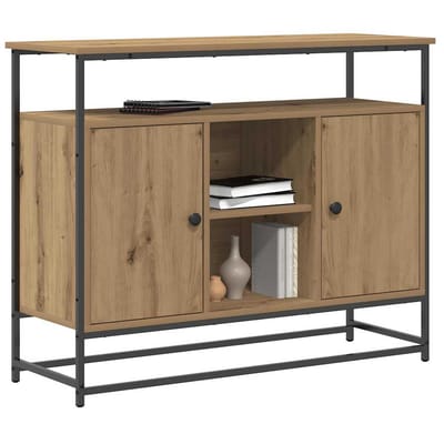 vidaXL - Dressoir - Artisan - Eiken - 100 - x - 35 - x - 80 - cm - Bewerkt - hout