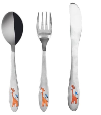Orion - Kinderbestek Set - Staal - 3 Stuks - Safari Giraffe Thema