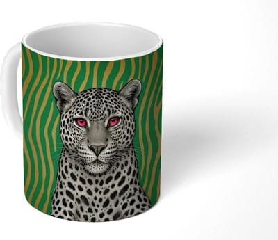Mok - Koffiemok - Panter - Zebrapatroon - Groen - Mokken - 350 ML - Beker - Koffiemokken - Theemok