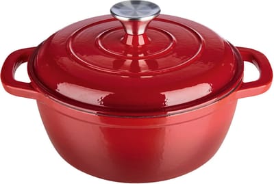 Silvercrest Gietijzeren Braadpan - Inhoud: ca. 2,8 L - Temperatuurbestendig: tot 240 °C - Rood - Ideaal voor sappig bakken, braden, stoven en smoren - Geschikt voor alle soorten warmtebronnen - incl. inductie