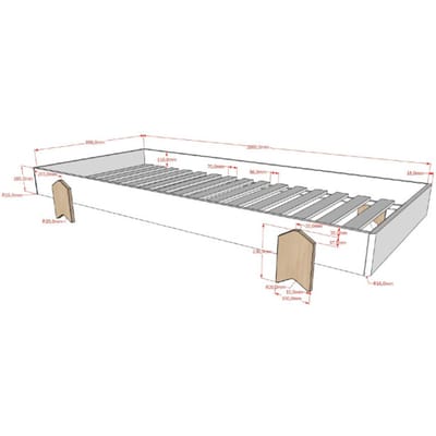 LUCEVI - Modulo Pijl Stapelbare bedden - 2 stuks - Grijs - 90x200 cm