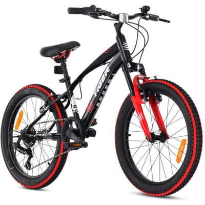 Tiger Bike Kinderfiets voor jongens 20 inch wielmaat te kiezen uit 6 versnellingen Shimano van 6 tot 10 jaar in hoogte verstelbaar (Rood Zwart)