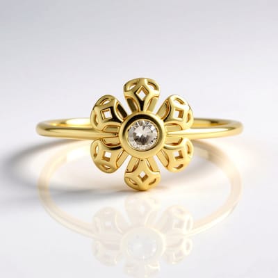 Cavill - Zilveren Ring - 925 Sterling Zilver Verguld - I2 Champagne Diamant 0,099 ct - Ronde Briljant Bezel Zetting - Elegante Avondring