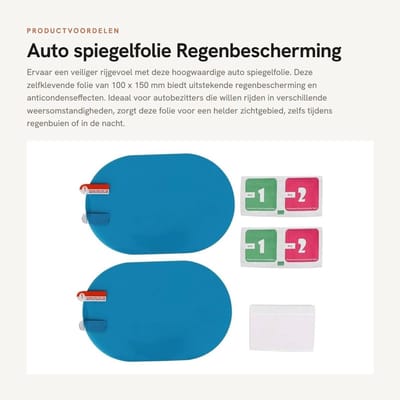 Dailygoods- Spiegelfolie 100 x 150 mm - Zelfklevend - Anticondens - Regenbescherming - Antireflectie - Veiligheid tijdens het rijden - Spiegelfilm
