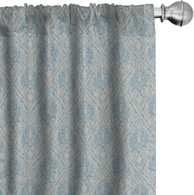 ABAKUHAUS Blauw-Beige Gordijnen – 2x75x225 cm – Microfiber, Halfdonker