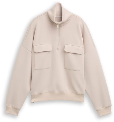 Tom Tailor Denim - Loose fit trui Sweatshirt van scuba - Maat XL - cloud grey