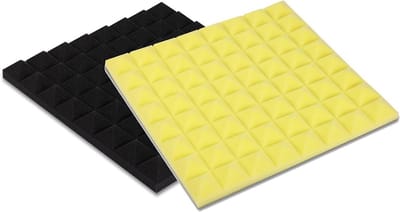 Akoestisch Schuim - Geluidsisolatie Panelen - Echo Verminderen - Studio Grade Absorptie - 50x50x3cm - Zwart Geel