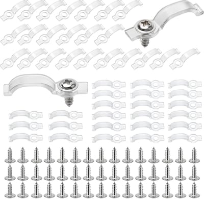 Set van 100 transparante montagebeugels voor LED-strips, 10 mm, inclusief schroeven, bevestigingsclips en houder voor eenvoudig installeren van verlichting