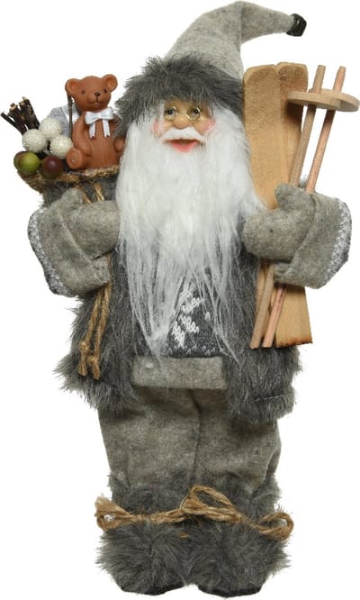 Decoris Kerstman polyester grijs 30x17x45cm
