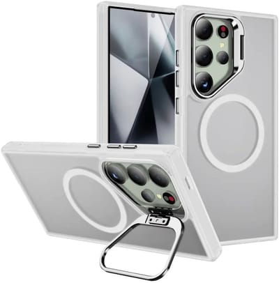 Hoesje Geschikt voor Samsung Galaxy S25 Ultra - Compatibel met MagSafe & Qi2 - Back Cover met Standaard - Camera Kickstand - Transparant