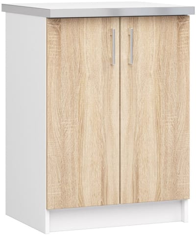 Keukenkast modulaire LIMA S60 met Verkblad / Onderkast met 2 Deuren / AKORD Furniture Factory / Wit - Sonoma Eik / 60 x 82 x 44,5 cm
