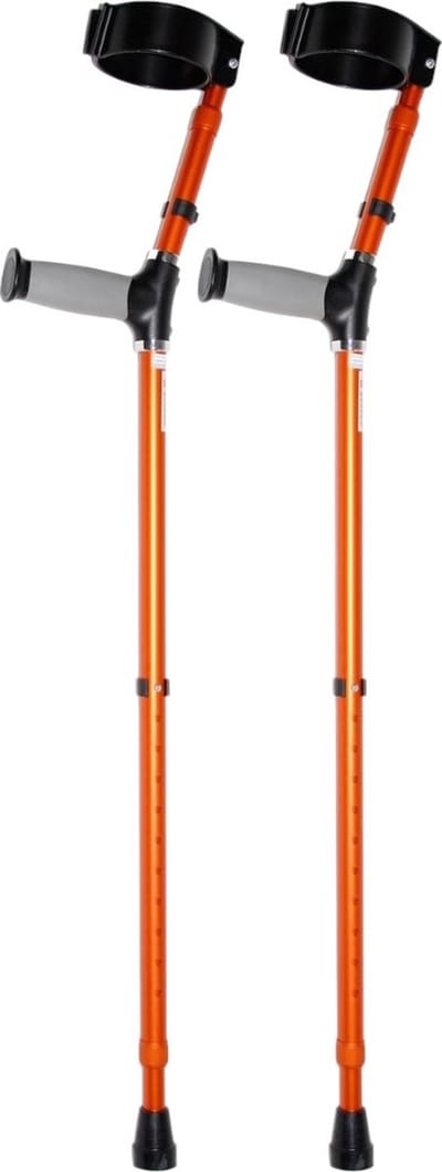 Premis - Elleboogkrukken - Standaard Softgrip - Verstelbaar - 75-100 cm - Paar - Gesloten Manchet - Oranje