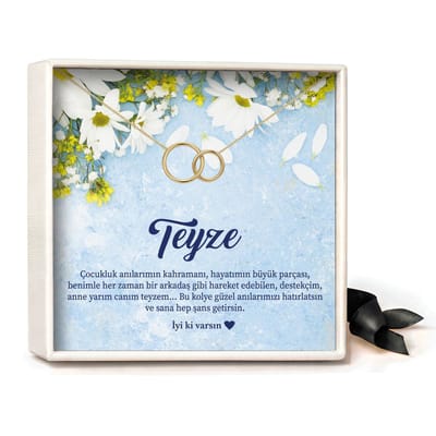Pera Jewelry - 925 sterling zilveren Twee Ringen ketting - Çift Halka Kolye – Teyze - Collier - Ketting Dames - Ketting met Hanger