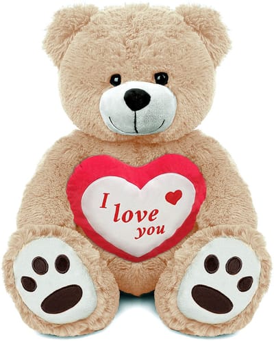 Pluche Knuffel Beer Barry 100 cm met Hart – Grote XXL Teddybeer 100cm – XL Knuffelbeer extra Groot – Speelgoed Teddy Bear voor Kinderen Jongens Meisjes Baby knuffeldier pop love liefde valentijnsdag i love you hartje luxe reuze teddy plush
