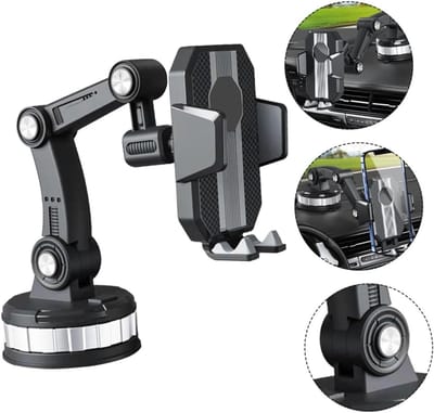 Telefoonhouder Met Zuignap - Autohouder voor Voorruit Raam / Glas En Dashboard - Extra Lang - GSM Houder - Stevige Zuignap - Telefoonhouders - Auto Accessoires Ook geschikt voor: Panoramisch dak