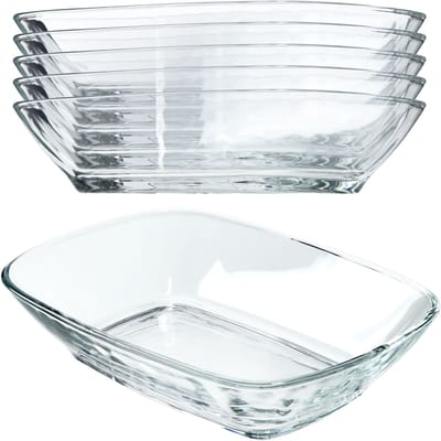 KADAX Glazen kom, 230 ml slakom van glas, vaatwasmachinebestendige fruitschaal, snackschaal voor maaltijden en feesten, glazen schaal voor het serveren van salade (14,3 x 10,5 cm, 6 stuks)
