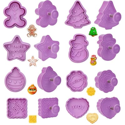 8 Stuks Kerst Uitstekers Koekjes Uitstekers Plastic Uitstekers Kinderen Stempel Festival Uitsteker Set voor pink