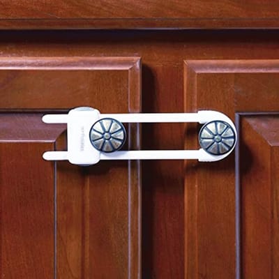 Schuifkastsloten voor Peuters | Veilig en betrouwbaar voor Zij-aan-zijkasten | Geschikt voor kastgrepen tot 4,5 inch uit elkaar | Babyproofing (3-pack, wit)