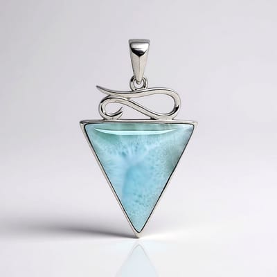 Cavill - Larimar Hanger 7,05 ct Trilliant Cabochon - 925 Sterling Zilver Gerhodineerd - Lichtblauw Zomer Sieraad - Elegante Zilveren Hanger
