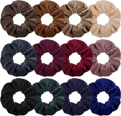 Zachte Scrunchies voor Vrouwen en Meisjes, 12 Stuks, Elastische Velvet Haarbanden, Haaraccessoires voor Ponytail en Stijlvolle Updo's