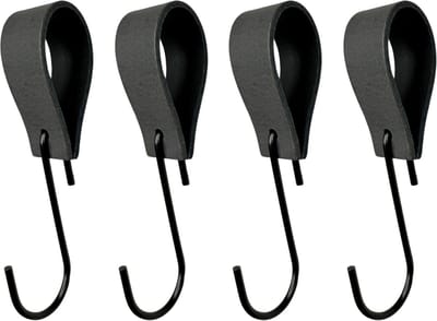 Leathergoodz - Leren S-haak hangers - Antraciet - 4 stuks - 16 x 2,5 cm - max ø38mm - Leer - handdoekhaakjes - Ophanghaken – kapstokhaak