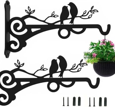 2 stuks metalen plantenhangers, 20 cm, plantenhanger, vogelhuisje, wandhouder, haken, bloempot, wandhouder, geschikt voor tuindecoratie, bloempotten, lichtkettingen