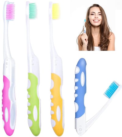 Dailygoods- Tandenborstel Opvouwbaar - 4 Stuks - Zachte Borstelharen - Hygiënisch - Draagbaar - Geschikt voor Reis en Kamperen