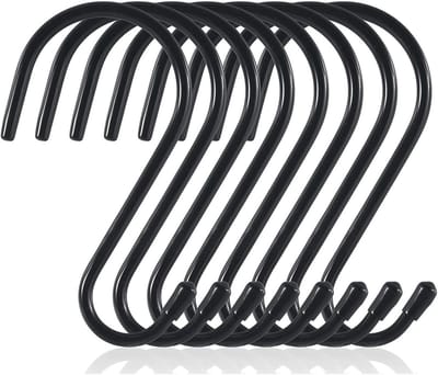 S-haken, 15CM Groot Roestvrij Stalen Haken Om Op Te Hangen, Zwart Vinylgecoat Zware Haken, Metalen Haken, Anti-Roesthaken voor Keuken, Badkamer (Belastbaar tot 30 kg)