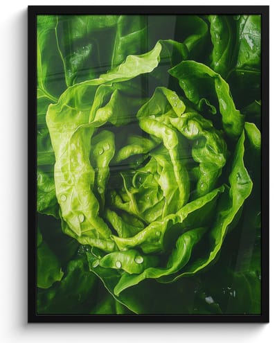 Poster in lijst - Fotolijst 50x70 cm - Posters - Groente - Sla - Groen - Posterlijst zwart - Decoratie - Wanddecoratie woonkamer - Muurdecoratie slaapkamer