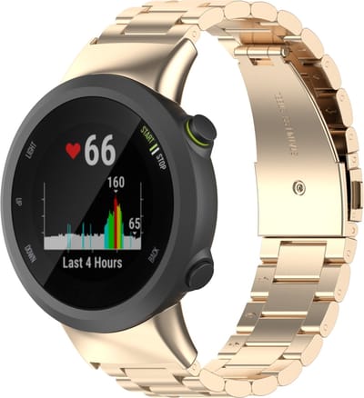 By Qubix - Stalen schakelband - Vintage goud - Geschikt voor Garmin Forerunner 45 / 45S
