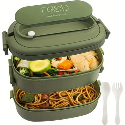 Boîte à déjeuner boîte à Bento étanche pour enfants adultes ensemble de couverts boîtes à Bento pour enfants hommes femmes adultes écoles de travail vert beige