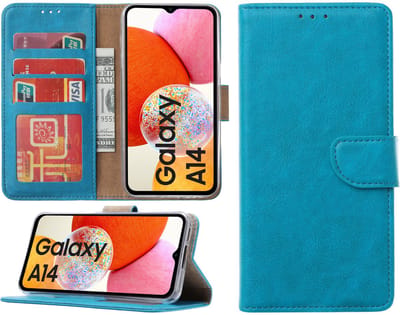 Samsung Galaxy A14 hoesje - Bookcase met pasjeshouder - Turquoise