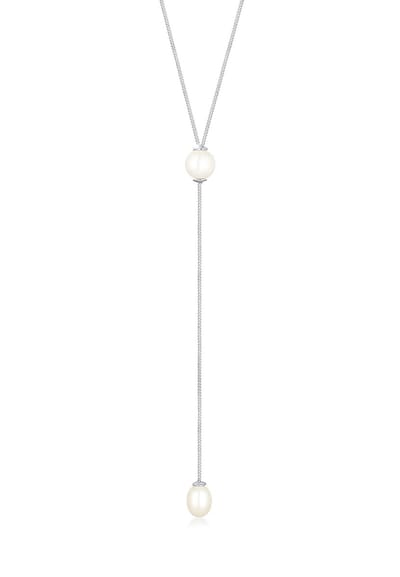 Elli - Halsketting - Dames Y-keten zoetwater gekweekte parel in 925 Sterling Zilver - Dames