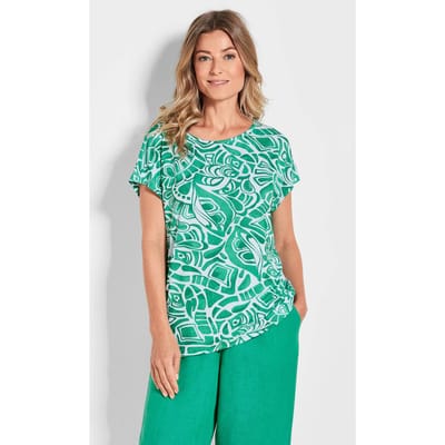 Gedessineerd shirt van viscose-jersey - groen / gedess. - Gr. 20 van Goldner Fashion