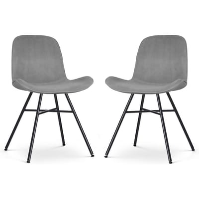 Nolon Noa-Fé Eetkamerstoelen Set van 4 Velvet Grijs - Stof - Zwart Onderstel - Modern
