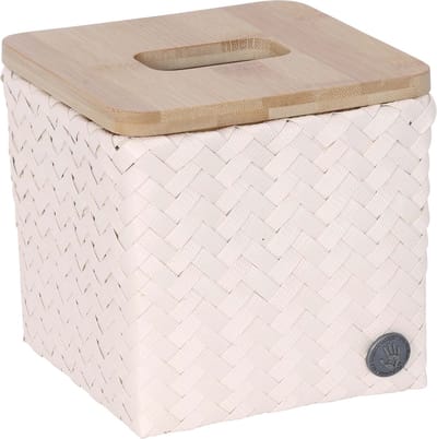 Tissue box - Tissue houder - Tissue doos - Zakdoek doos - Bamboe deksel - Handed By Top Fit square - ecru, beige, champagne